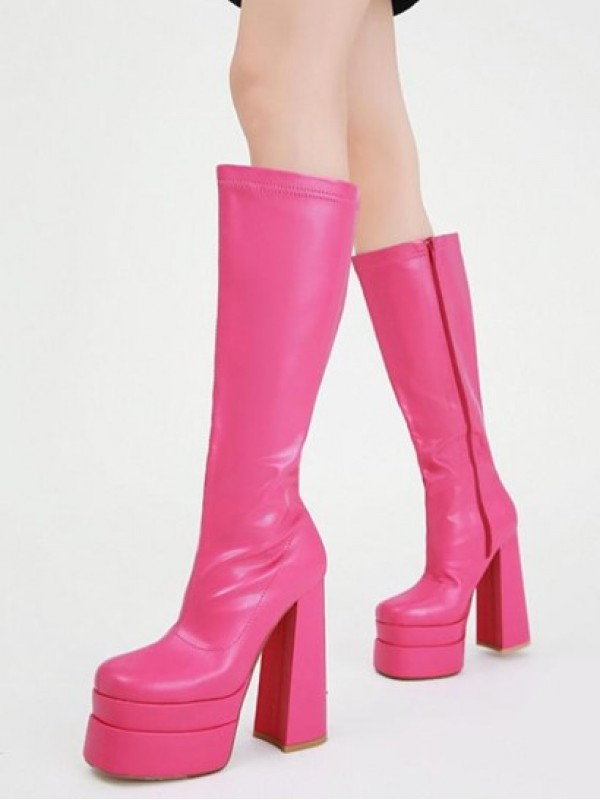 Chunky Heel Platform Knee-high Boots