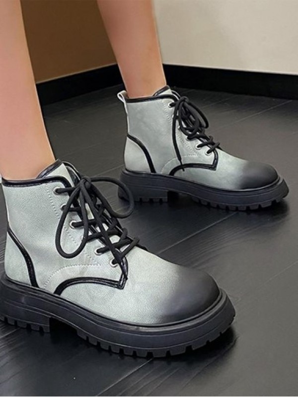 Ombre Lace Up Front Combat Boots