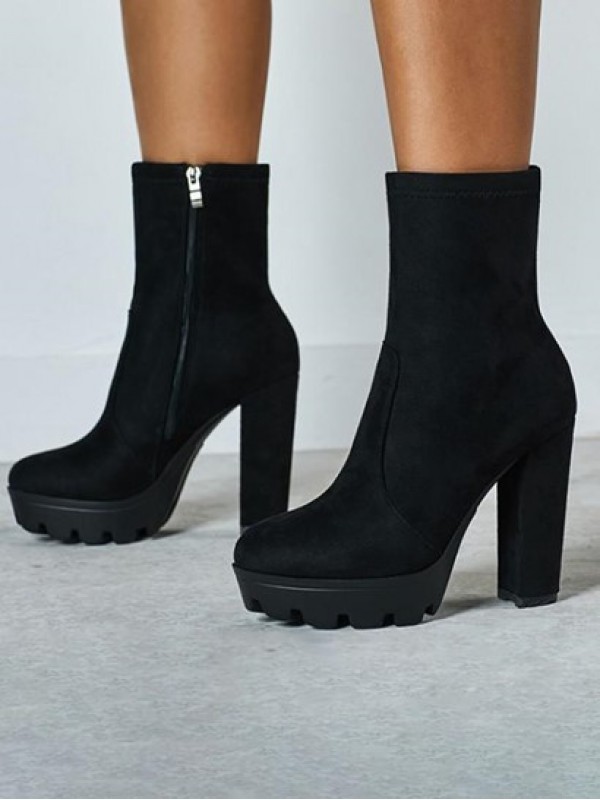 Chunky Heel Platform Ankle Boots