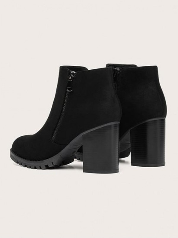 Faux Suede Block Heel Boots