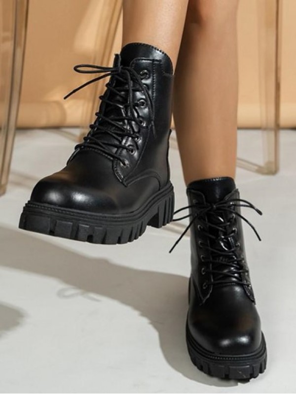 Platform Lace Up Front Combat Boots