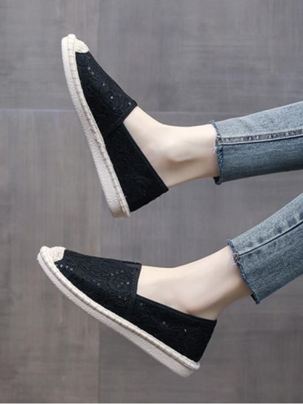 Sequins Decor Espadrille Loafers