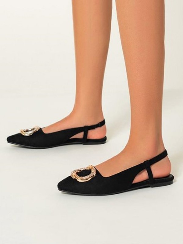 Metal Hardware Slingbacks Flat Shoes