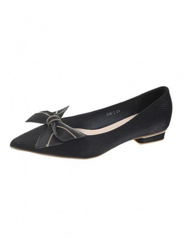 Bow Decor Pointed Toe Flats