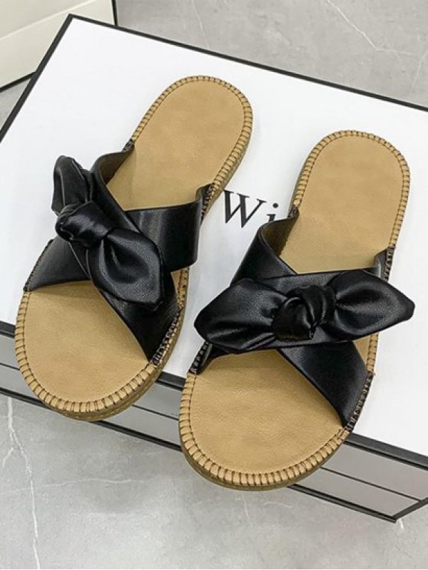 Bowknot Design Flat Sandals