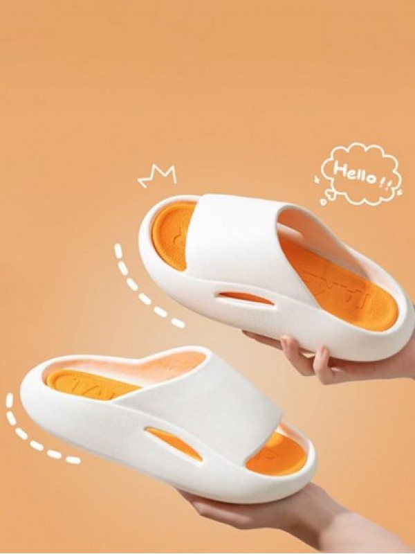 Thick Platform Indoor Anti-skid Colorblock Slippers