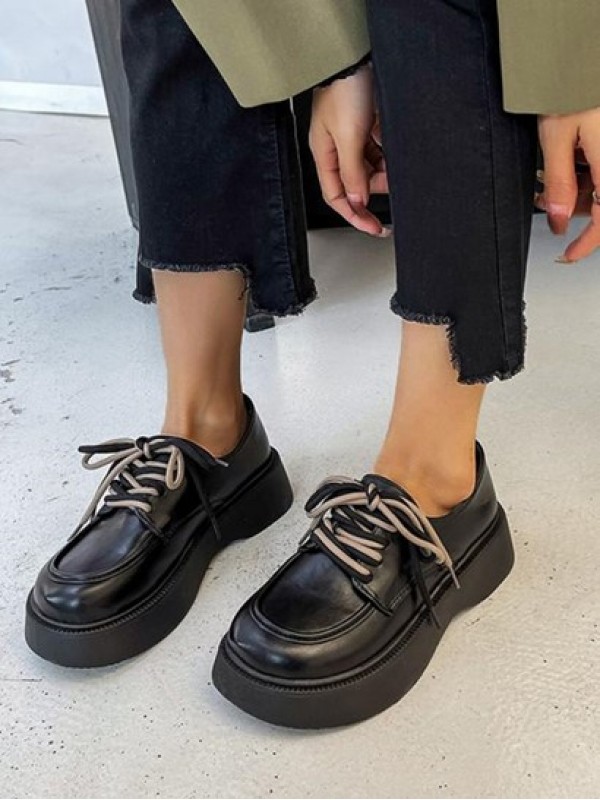 Contrast Lace Up Platform Loafers