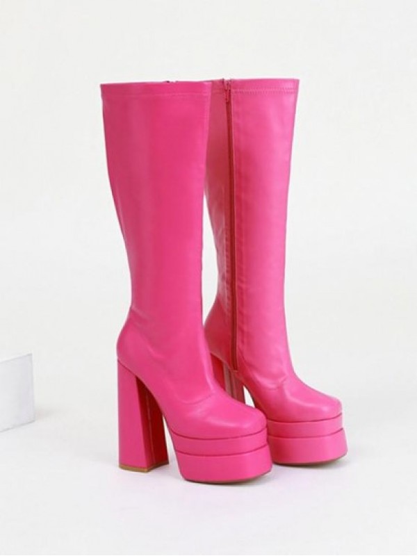 Chunky Heel Platform Knee-high Boots