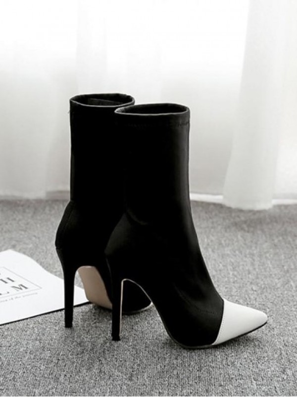 Stiletto Heel Two Tone Sock Boots