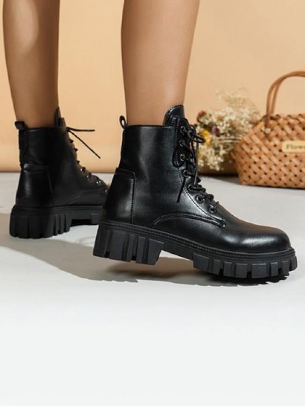 Platform Lace Up Front Combat Boots