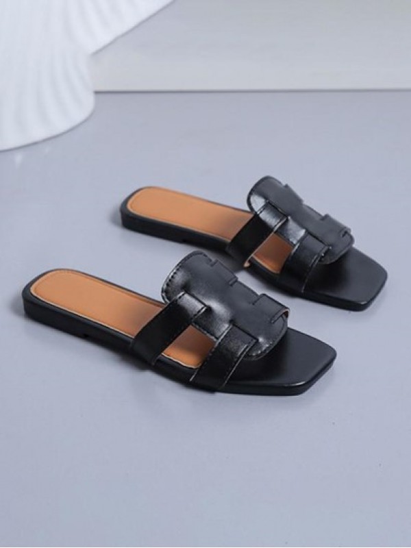 Solid Color Square Toes Sandals