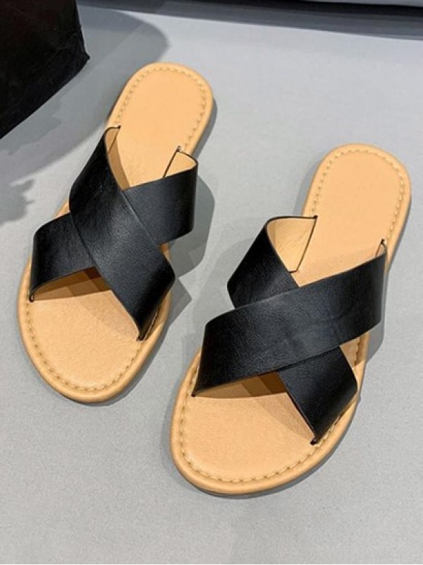 Cross Strap Solid Color Sandals