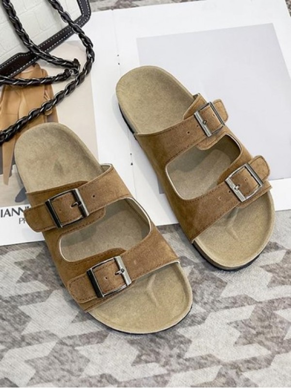 Retro Double Buckle Design Sandals