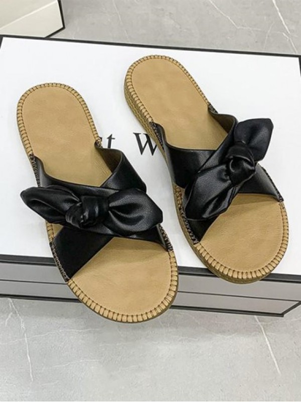 Bowknot Design Flat Sandals