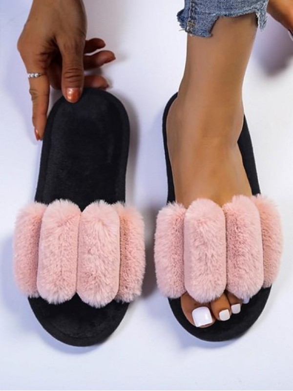 Fluffy Open Toe Slippers