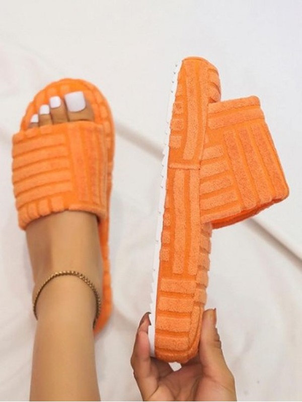 Textured Towelling Slipper Sliders