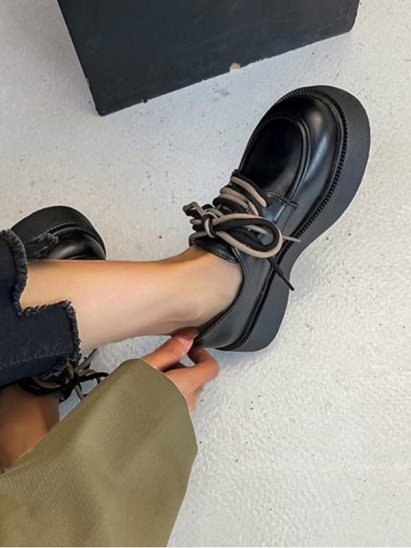 Contrast Lace Up Platform Loafers