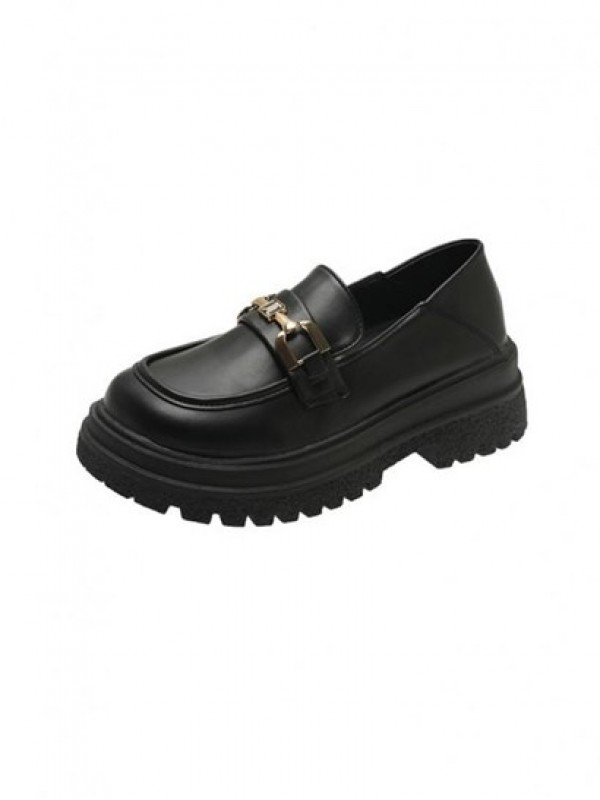 Chunky Heel Platform Slip-On Loafers