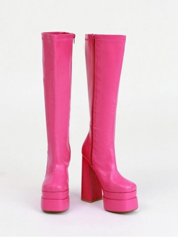 Chunky Heel Platform Knee-high Boots