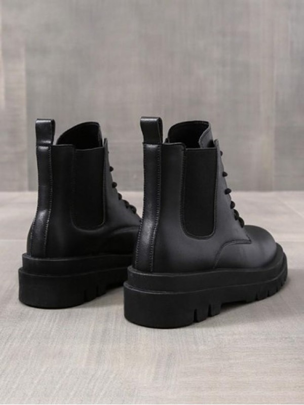 Pair Of Lace Up PU Combat Boots