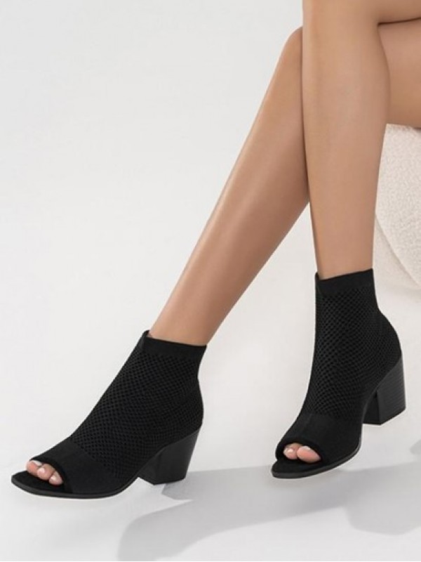 Peep Toe Chunky Heel Boots