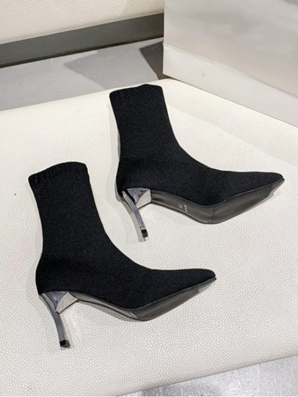 High Heel Pointed Toe Knit Sock Boots