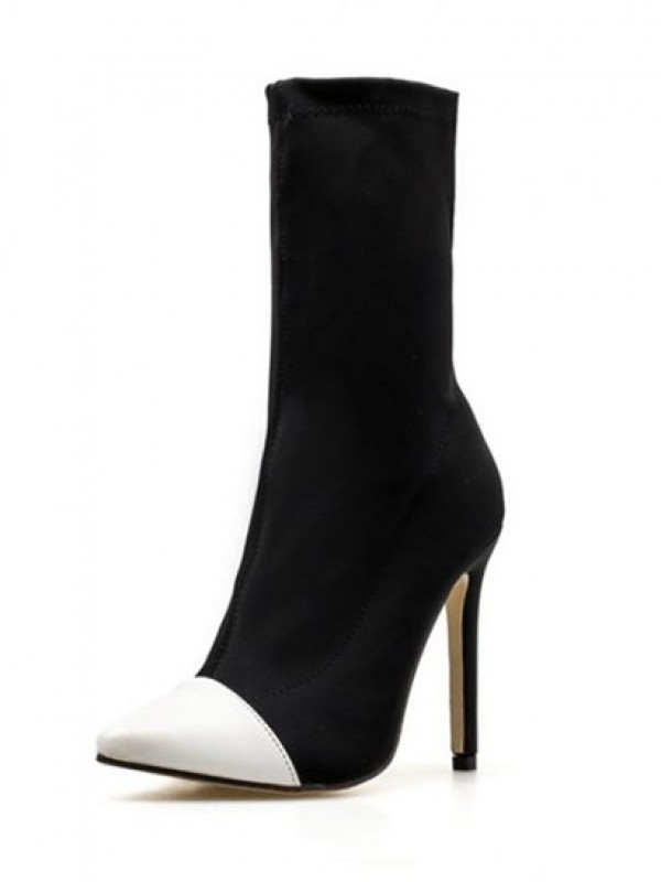 Stiletto Heel Two Tone Sock Boots