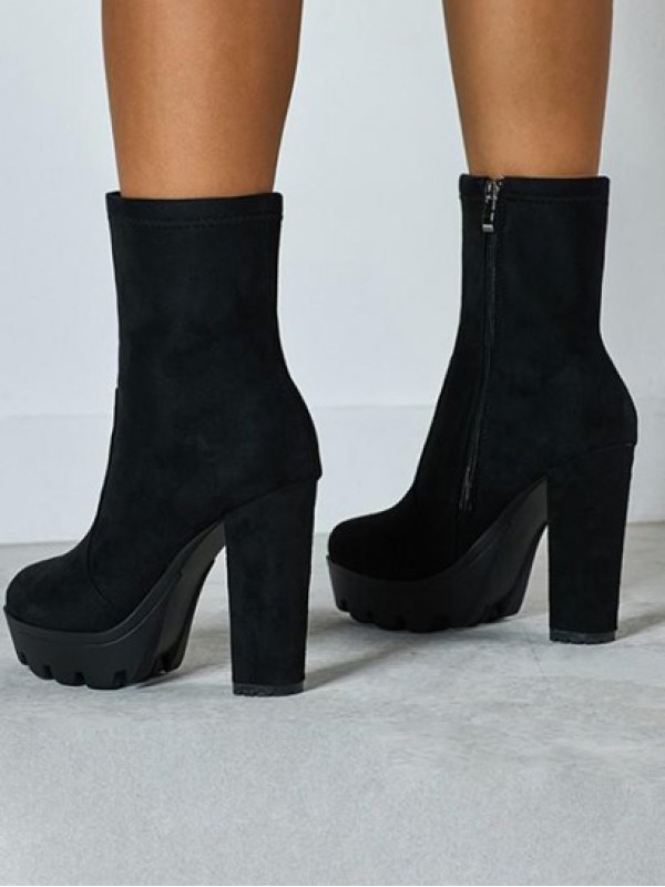 Chunky Heel Platform Ankle Boots