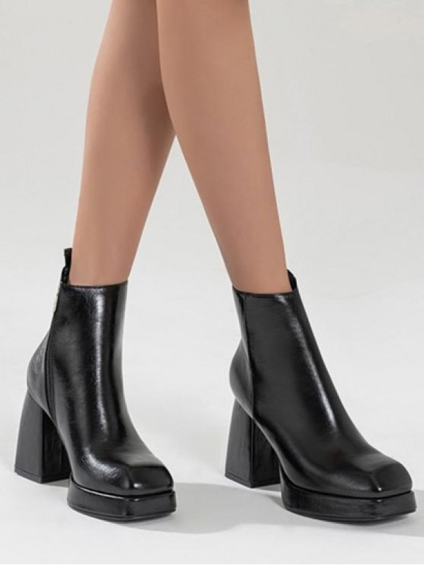 Square Toe Platform Chunky Heel Boots