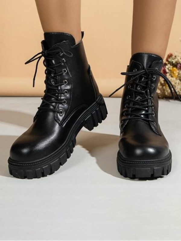 Platform Lace Up Front Combat Boots