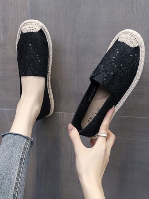 Sequins Decor Espadrille Loafers