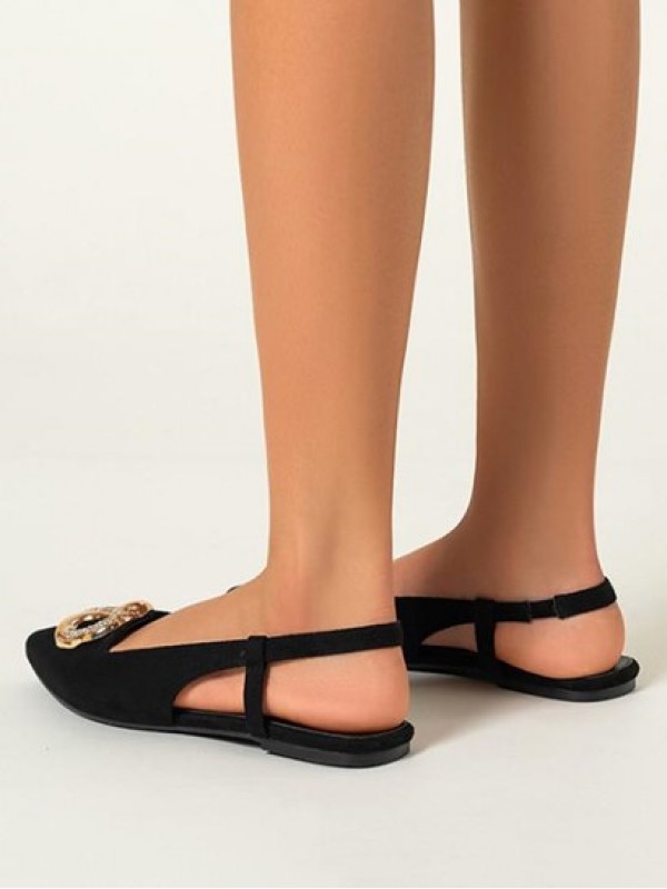 Metal Hardware Slingbacks Flat Shoes