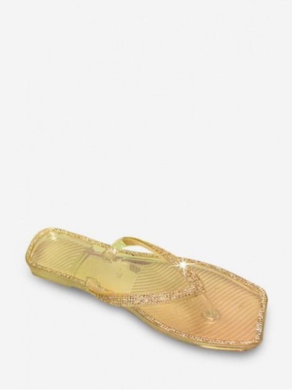 Rhinestone Embellish Transparent Outside Flip Flops