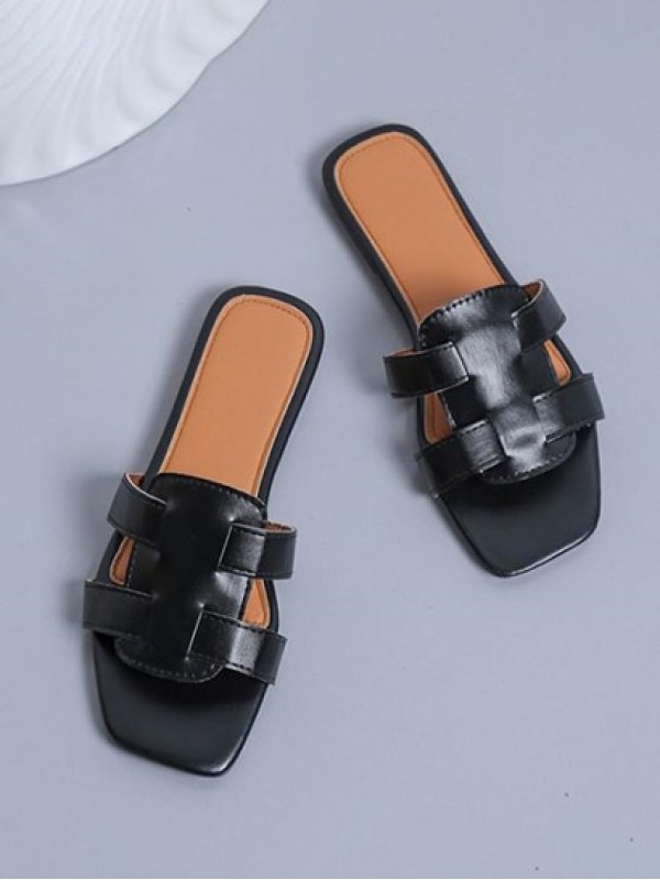 Solid Color Square Toes Sandals