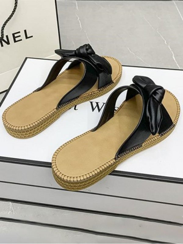 Bowknot Design Flat Sandals