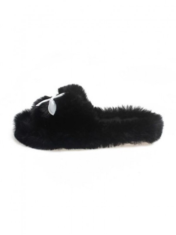 Fluffy Cross Open Toe Slippers